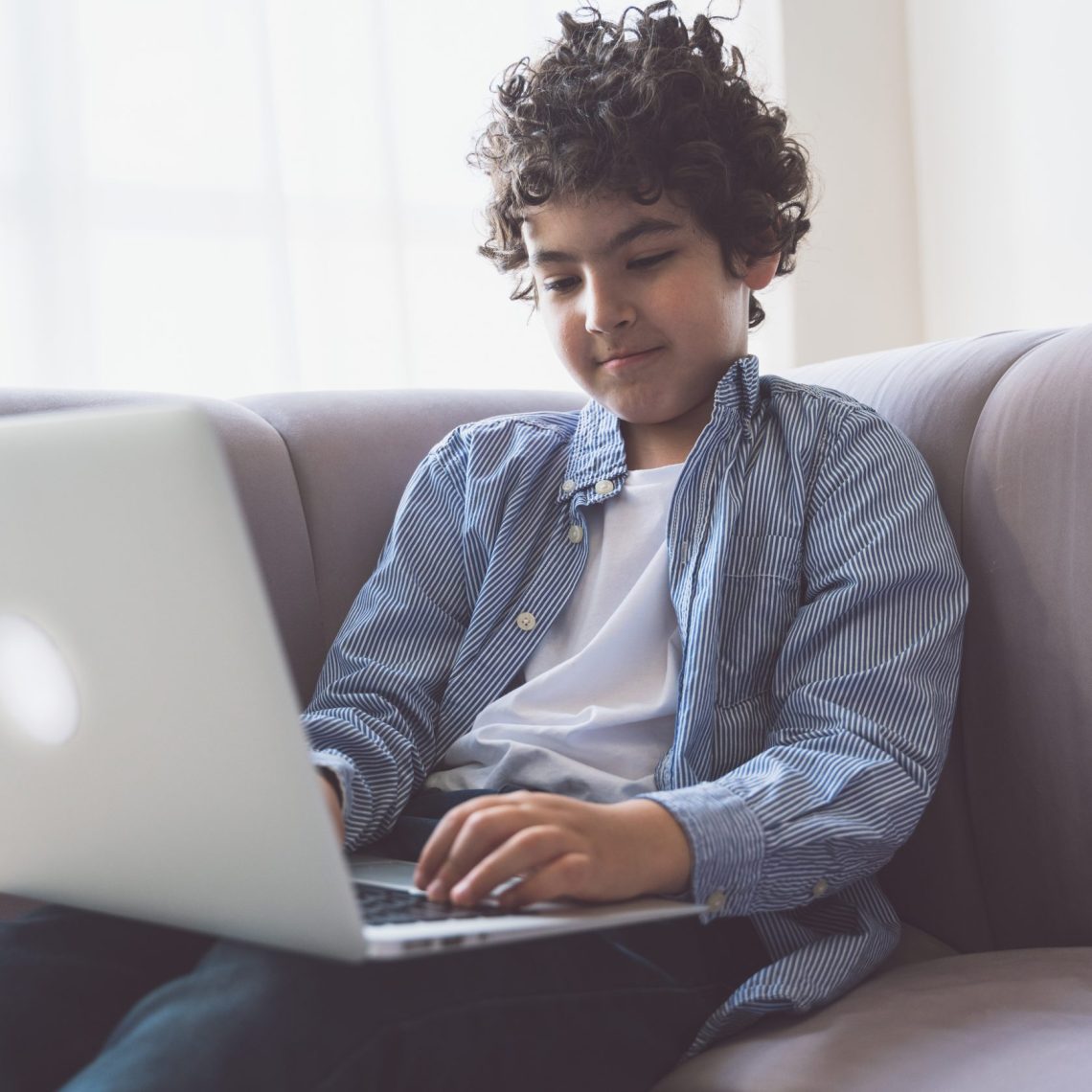 Little,Kid,Studying,On,His,Laptop.,Concept,About,Childhood,And
